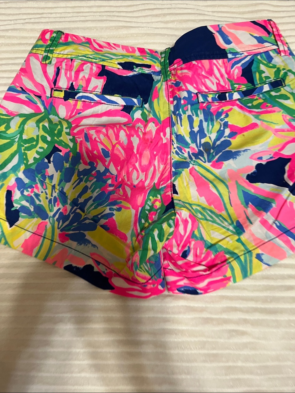 Lilly Pulitzer Navy Floral Bermuda Shorts with Pink & Green Print - Picture 5 of 5